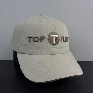 Vintage Y2K Top Flight Golf Dad Hat Course Beige Strata Cap Strapback Adjustable